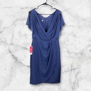 JJs House Mother Of The Bride Dress Size 10 Stormy Blue V Neck Chiffon NWT